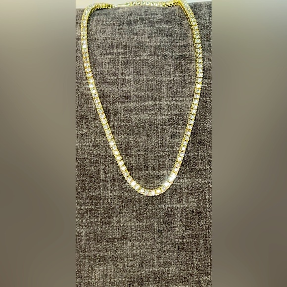 Gold Tennis chain necklace 14k gold fill with VVS CZS - Picture 1 of 10